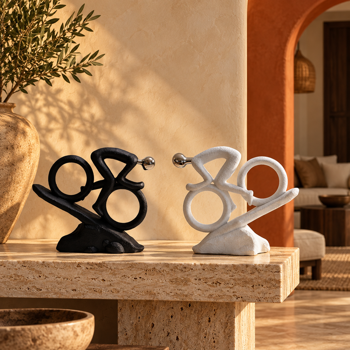Sculpture décorative Cycliste en équilibre – Noir ou Blanc