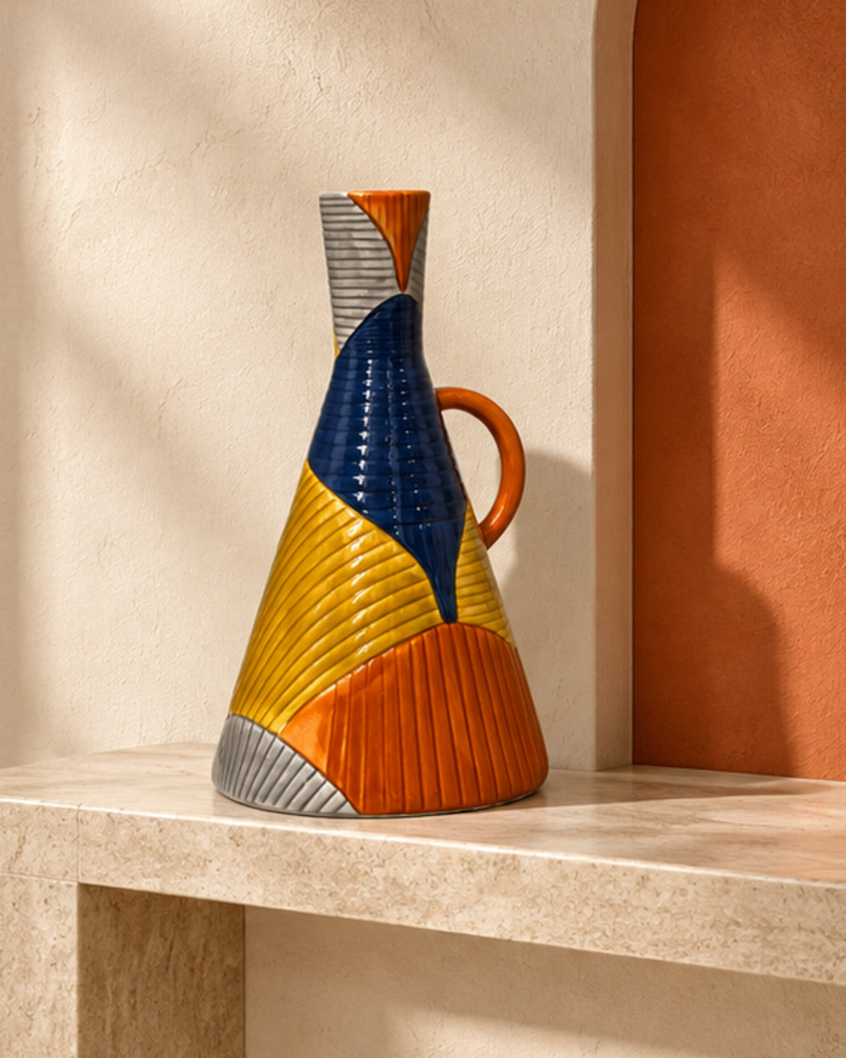 Ensemble de 3 vases décoratifs géométriques multicolores