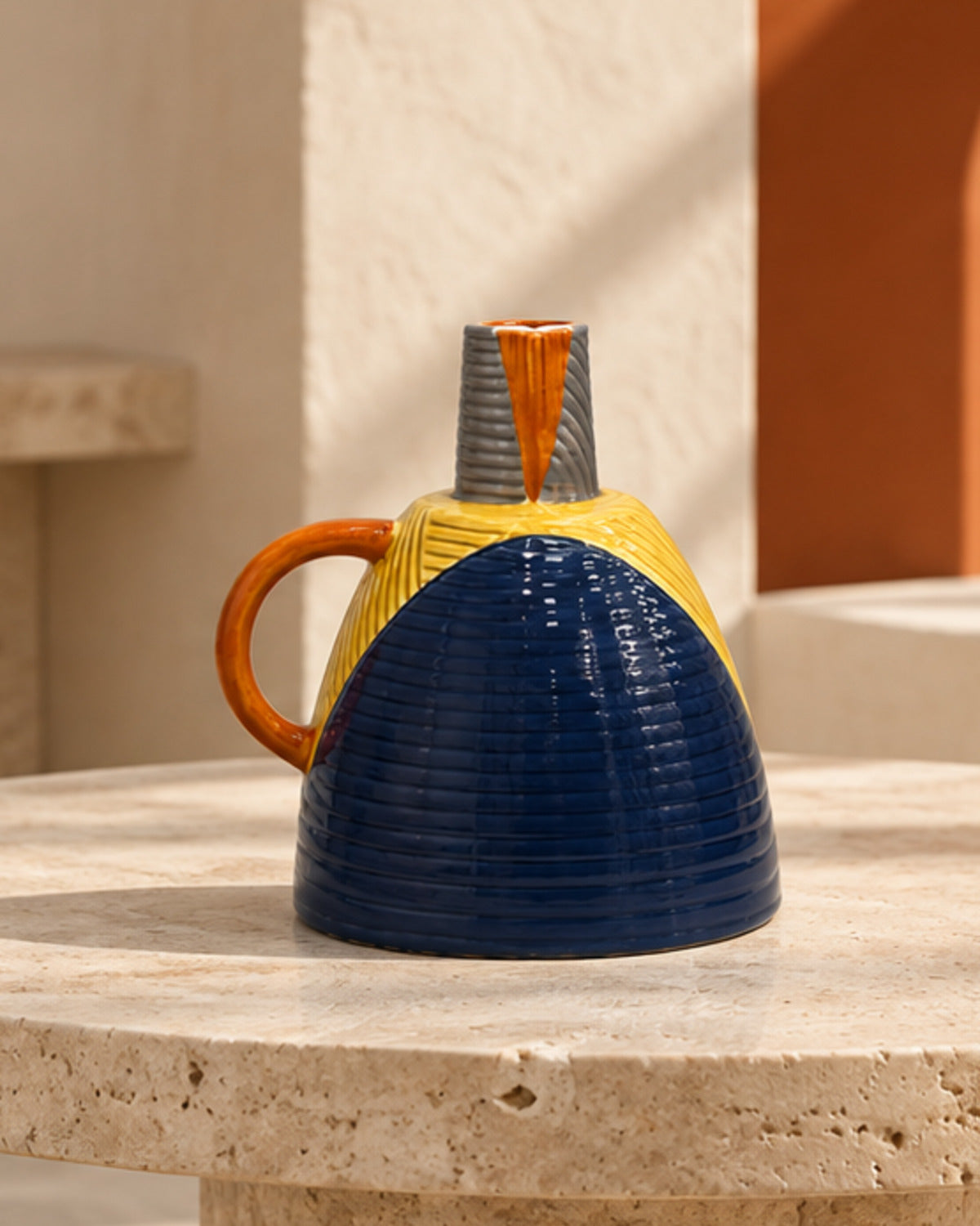 Ensemble de 3 vases décoratifs géométriques multicolores