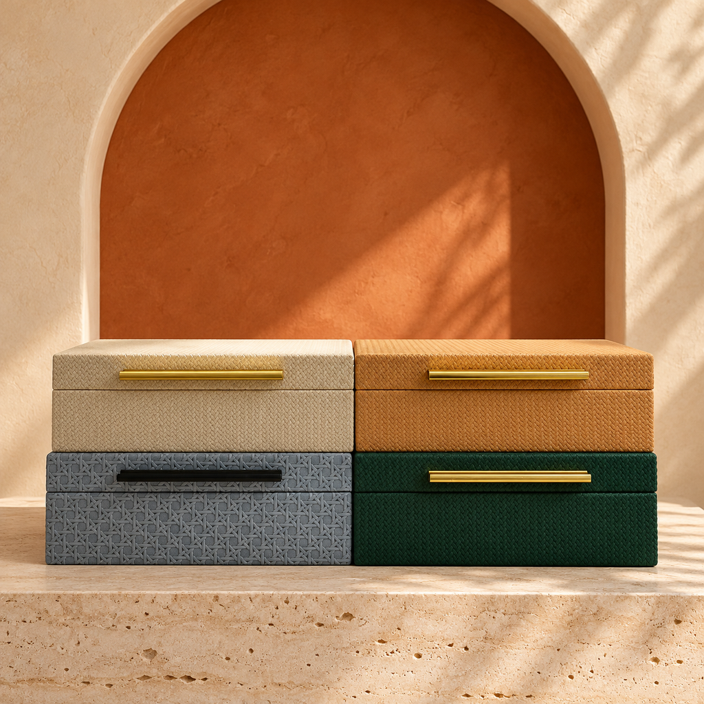 Boîte de rangement décorative texturée – Plusieurs coloris
