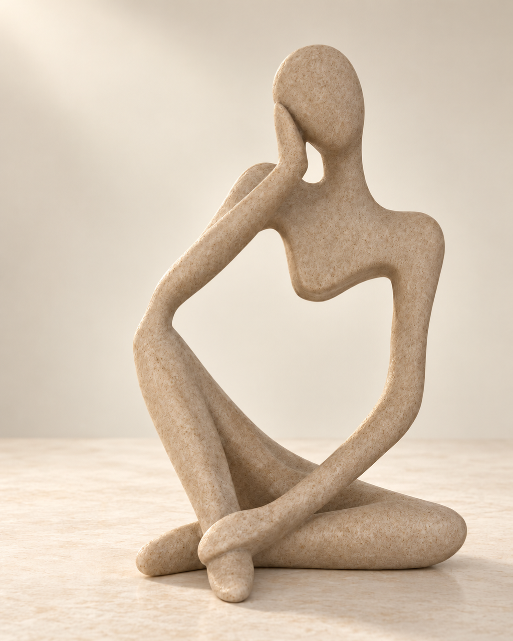 Sculpture abstraite Cœur beige effet pierre | Atlas Maison