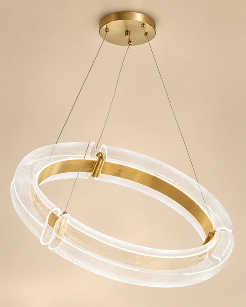 Suspension circulaire transparente dorée | Atlas Maison