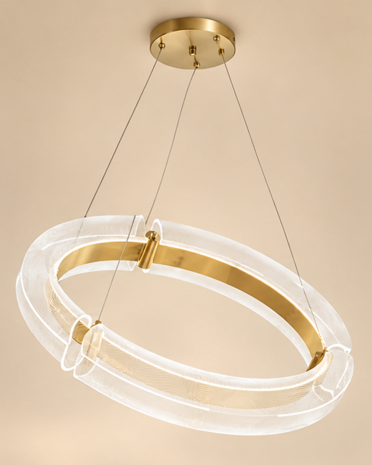 Suspension circulaire transparente dorée | Atlas Maison