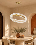 Suspension circulaire transparente dorée | Atlas Maison