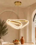Suspension LED dorée à doubles anneaux | Atlas Maison