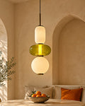 Suspension LED en verre vert olive | Atlas Maison