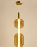Suspension LED dorée en verre ambré | Atlas Maison