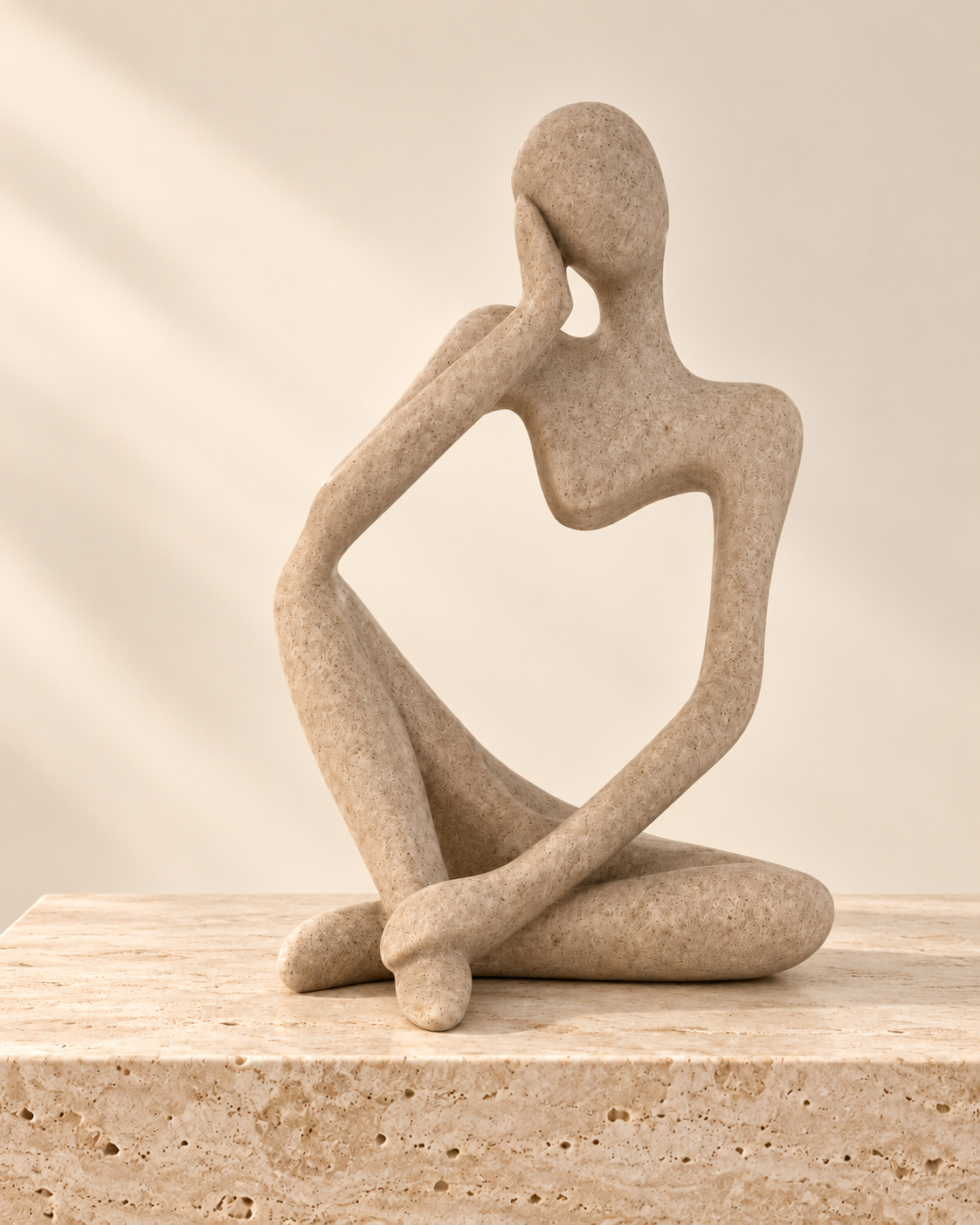 Sculpture abstraite Cœur beige effet pierre | Atlas Maison