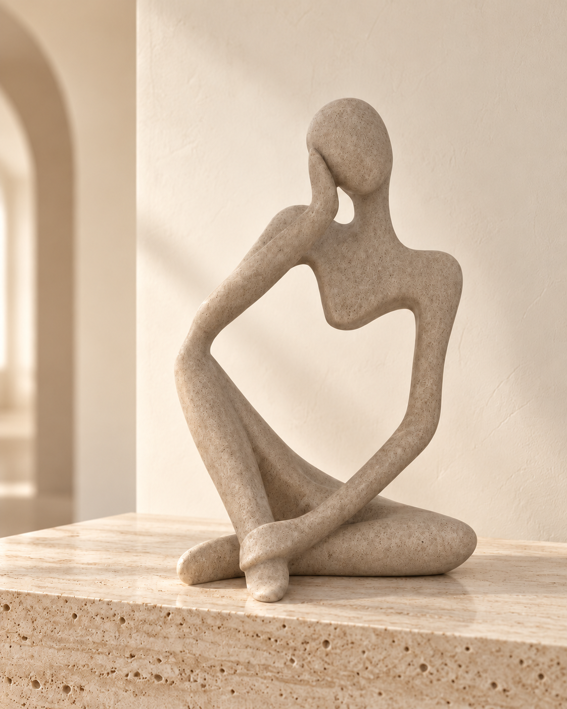 Sculpture abstraite Cœur beige effet pierre | Atlas Maison