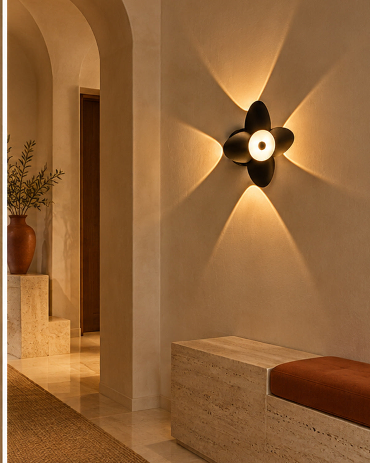Applique murale LED noire en forme de fleur | Atlas Maison
