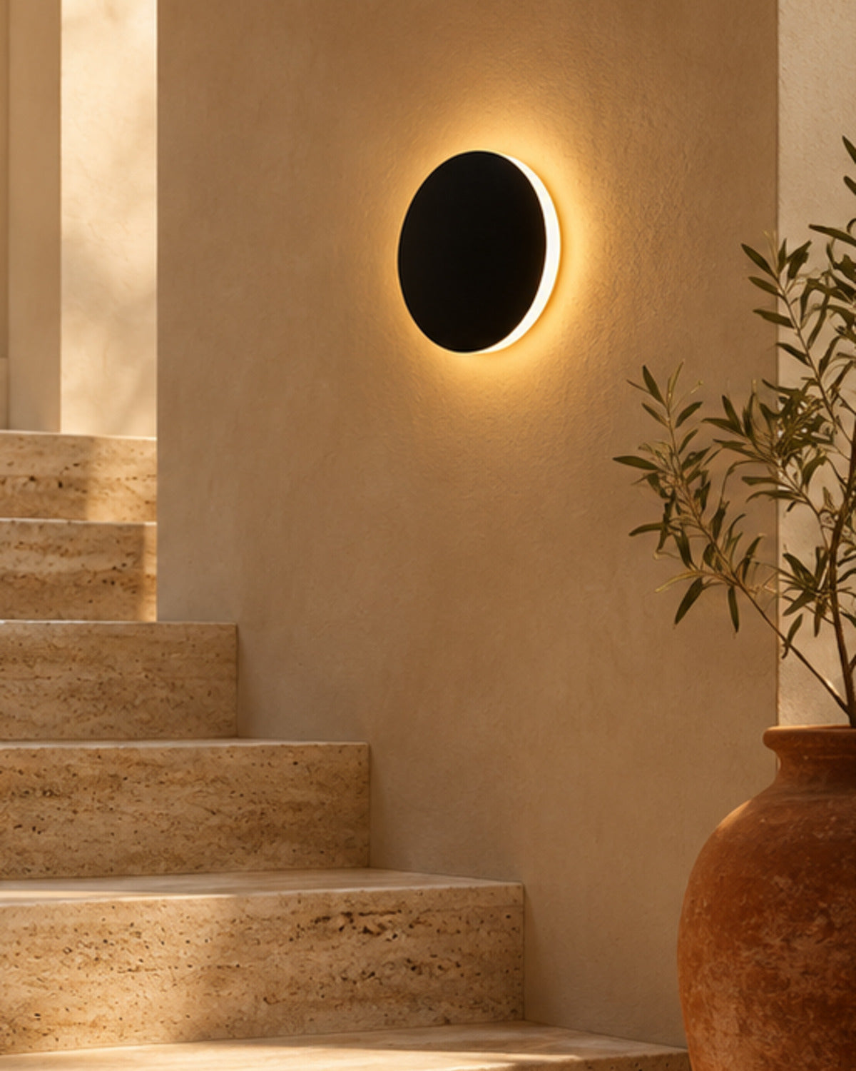 Applique murale LED ronde noire | Atlas Maison