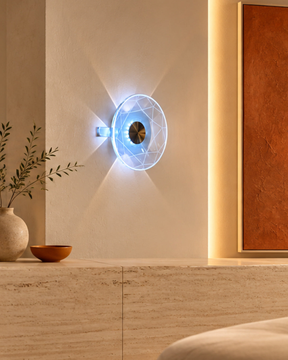 Applique LED ronde transparente et géométrique | Atlas Maison
