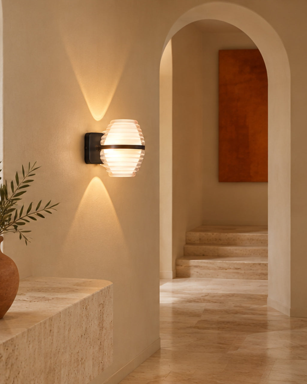 Applique murale LED noire et blanche striée | Atlas Maison