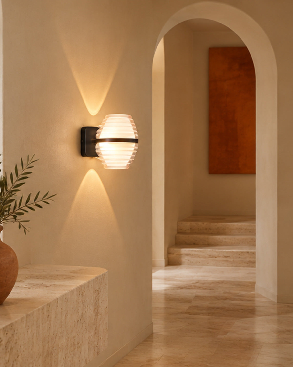 Applique murale LED noire et blanche striée | Atlas Maison