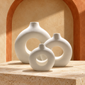 Ensemble de 3 vases décoratifs anneau – Blanc mat