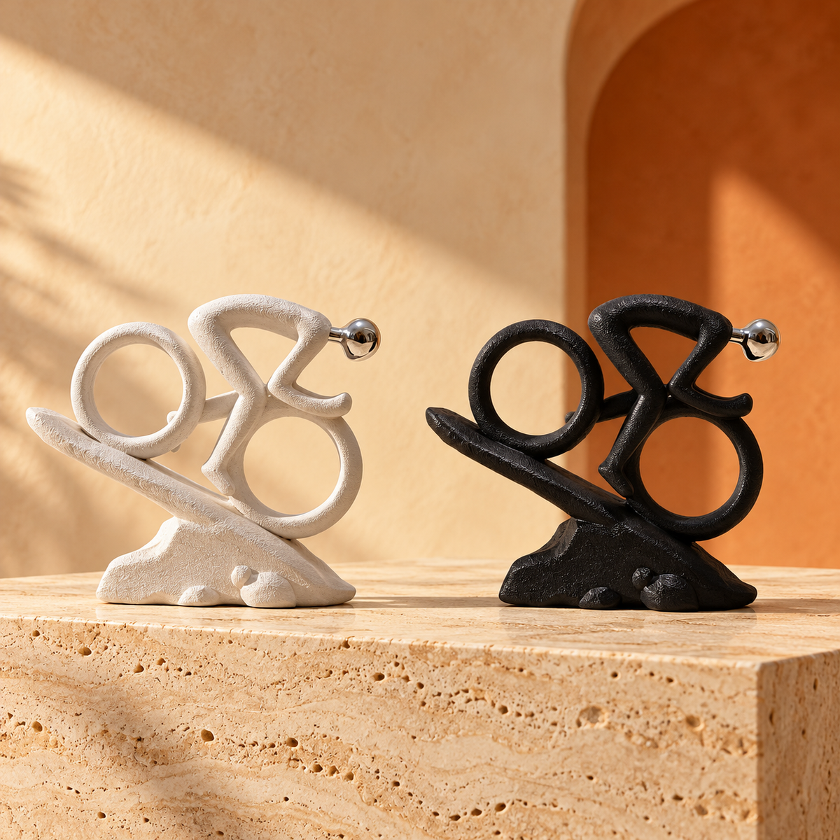 Sculpture décorative Cycliste en équilibre – Noir ou Blanc